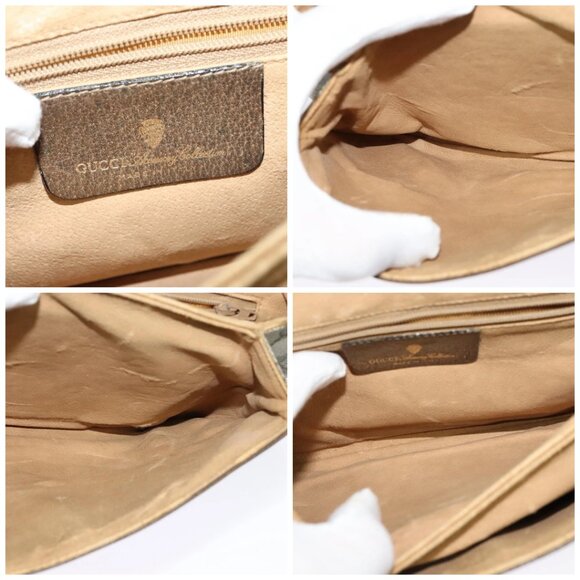 GUCCI GG Supreme Web Sherry Line Bag PVC Beige Gold - Picture 15 of 16